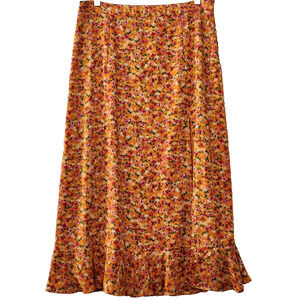 Lulus CB1264L Floral Lined Flowy Summer Casual Midi/Maxi Skirt Multicolor